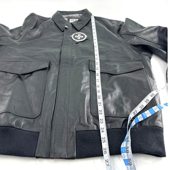 PINO By PinoPorte Men's Black Pilot Leather Bomber Jacket Size L - Picture 9 of 12